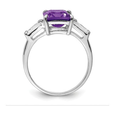 Sterling Silver Amethyst & CZ Ring – view 3