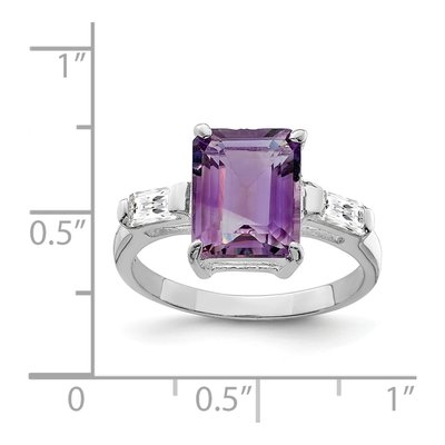 Sterling Silver Amethyst & CZ Ring – view 4