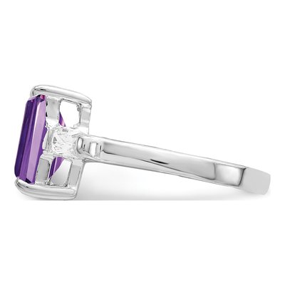 Sterling Silver Amethyst & CZ Ring – view 5