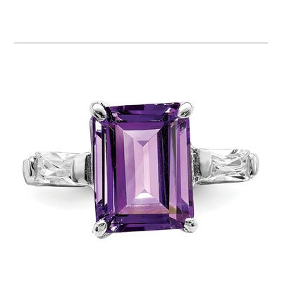 Sterling Silver Amethyst & CZ Ring – view 6
