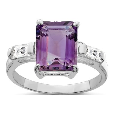 Sterling Silver Amethyst & CZ Ring