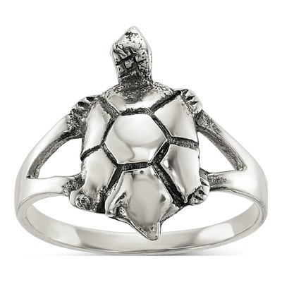 Sterling Silver Antiqued Turtle Ring