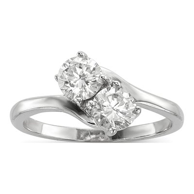 Sterling Silver CZ Two Ring