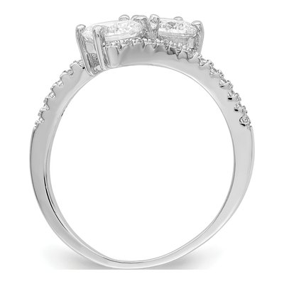 Sterling Silver CZ Two Bypass Ring – view 3