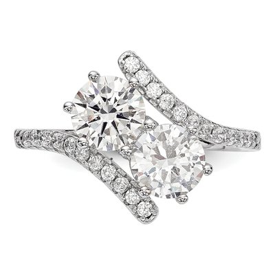 Sterling Silver CZ Two Bypass Ring – view 5