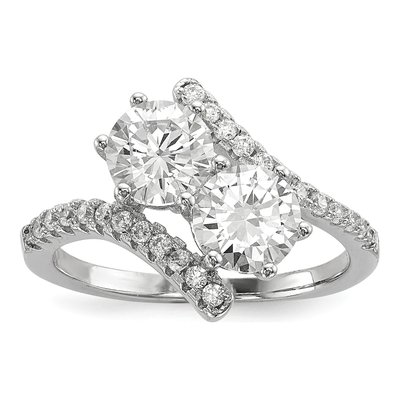 Sterling Silver CZ Two Bypass Ring