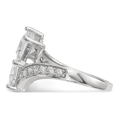 Sterling Silver CZ Two Bypass Ring – view 4