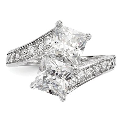 Sterling Silver CZ Two Bypass Ring – view 5