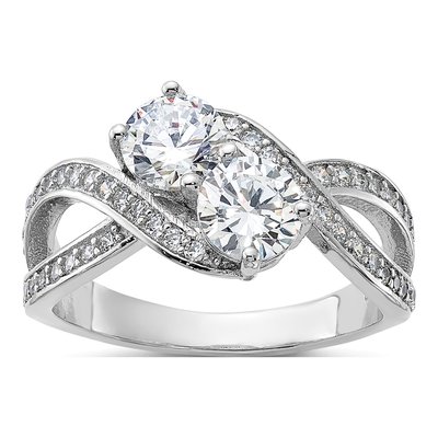 Sterling Silver CZ Two Ring