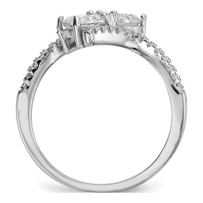 Sterling Silver CZ Two Bypass Ring – view 3