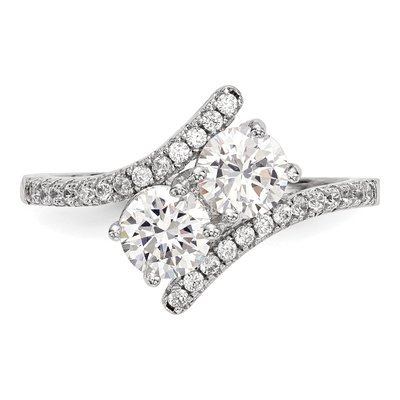 Sterling Silver CZ Two Bypass Ring – view 5