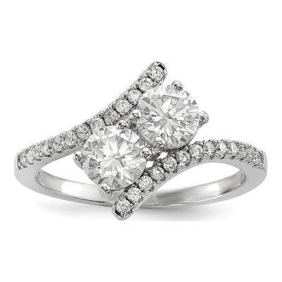 Sterling Silver CZ Two Bypass Ring