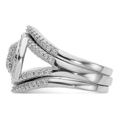 Sterling Silver Rhodium-Plated Cz 3 Ring Set – view 4
