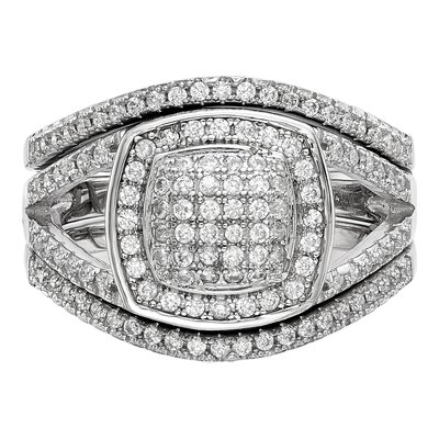Sterling Silver Rhodium-Plated Cz 3 Ring Set – view 5