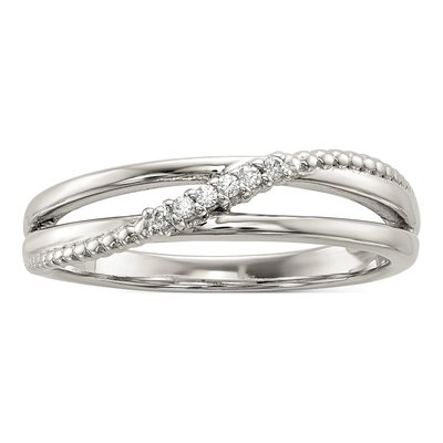 Sterling Silver CZ Tapered Ring
