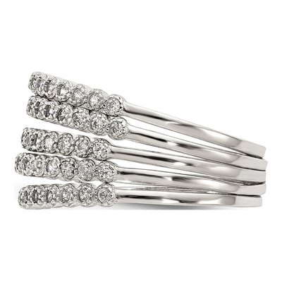 Sterling Silver Stackable Set Of 5 Cz Rings – view 4