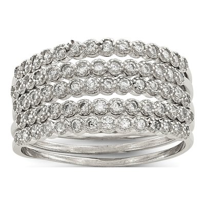 Sterling Silver Stackable Set Of 5 Cz Rings