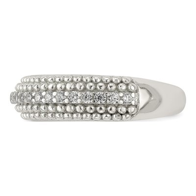 Sterling Silver CZ Domed Ring – view 4