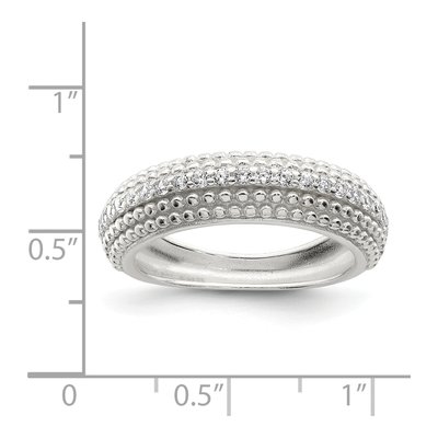 Sterling Silver CZ Domed Ring – view 6
