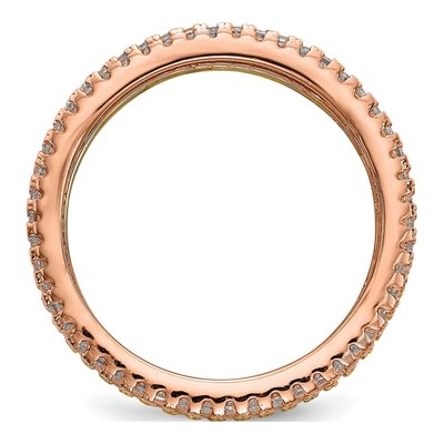 Sterling Silver White Yellow & Rose-Tone Set Of 3 Cz Eternity Rings – view 3