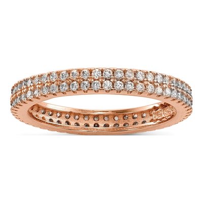 Sterling Silver White Yellow & Rose-Tone Set Of 3 Cz Eternity Rings – view 6