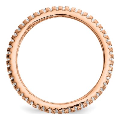 Sterling Silver White Yellow & Rose-Tone Set Of 3 Cz Eternity Rings – view 7