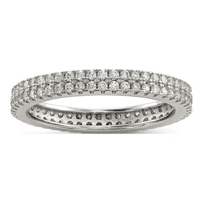 Sterling Silver White Yellow & Rose-Tone Set Of 3 Cz Eternity Rings – view 8