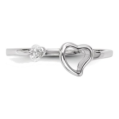 Sterling Silver CZ Open Heart Ring – view 5