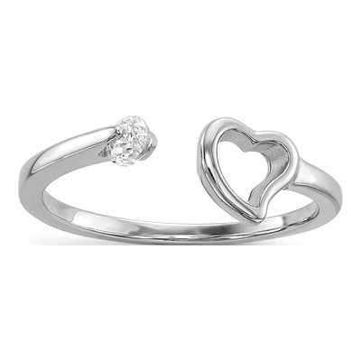 Sterling Silver CZ Open Heart Ring