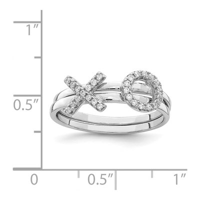 Sterling Silver CZ X & O 2-Ring Set – view 8