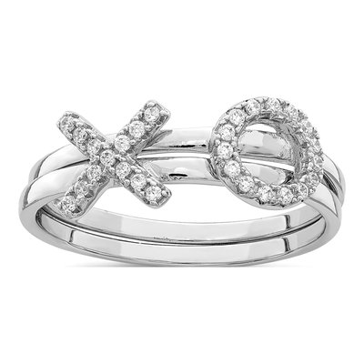 Sterling Silver CZ X & O 2-Ring Set