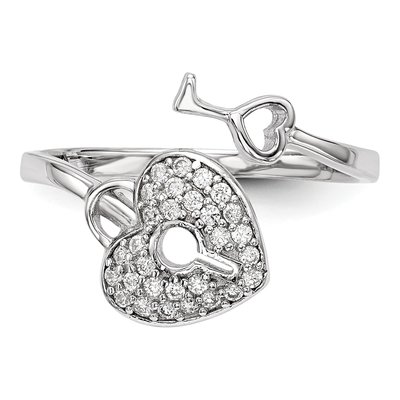 Sterling Silver CZ Heart Lock Key Ring – view 5