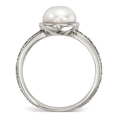 Sterling Silver & 14K Button Pearl Ring Set of 3 – view 4