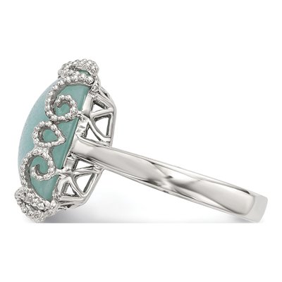 Sterling Silver Amazonite Textured Ring – view 4