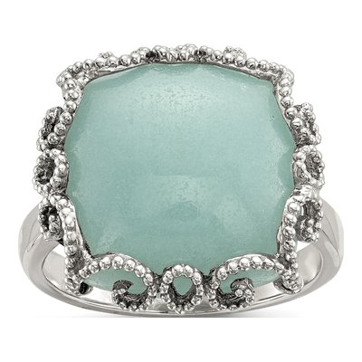 Sterling Silver Amazonite Textured Ring