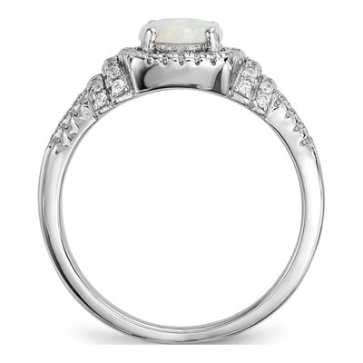 Sterling Silver Opal & CZ Ring – view 3