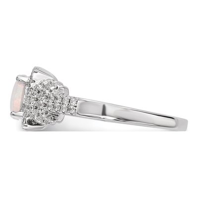 Sterling Silver Opal & CZ Ring – view 4
