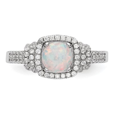 Sterling Silver Opal & CZ Ring – view 5