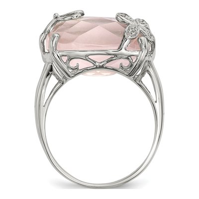 Sterling Silver Quartz Lab-Created Sapphire Ring – view 3