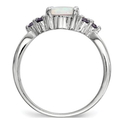 Sterling Silver Lab-Created Opal & CZ Ring – view 3