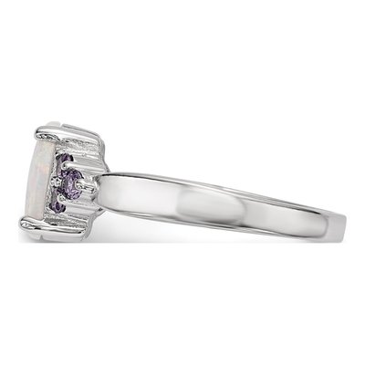 Sterling Silver Lab-Created Opal & CZ Ring – view 4