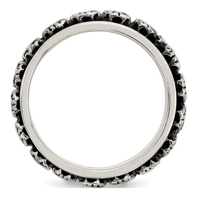 Men's Sterling Silver Spinning Skull Ring – view 3