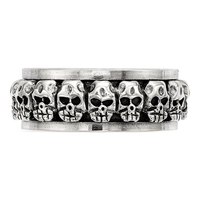 Men's Sterling Silver Spinning Skull Ring – view 4