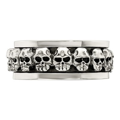 Men's Sterling Silver Spinning Skull Ring – view 5