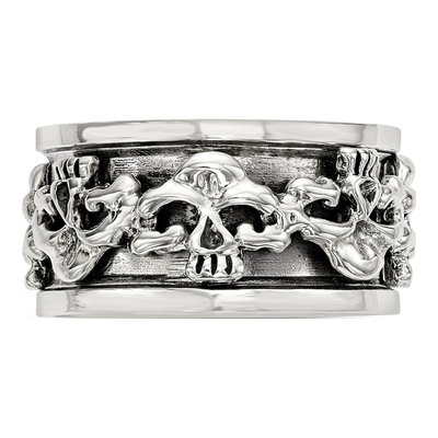Men's Sterling Silver Spinning Skull Ring – view 4