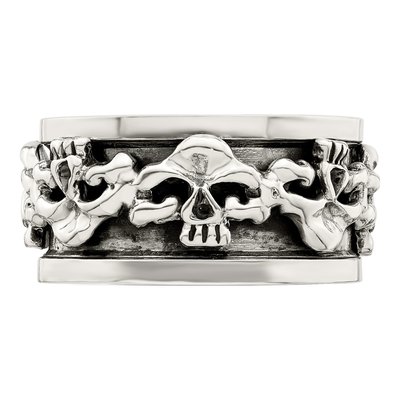Men's Sterling Silver Spinning Skull Ring – view 5