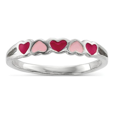 Sterling Silver Girls' Enamel Heart Ring