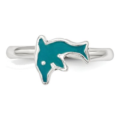 Sterling Silver Enameled Dolphin Toe Ring – view 5