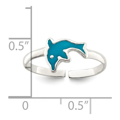 Sterling Silver Enameled Dolphin Toe Ring – view 6