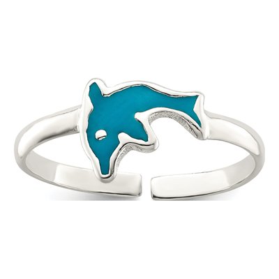 Sterling Silver Enameled Dolphin Toe Ring